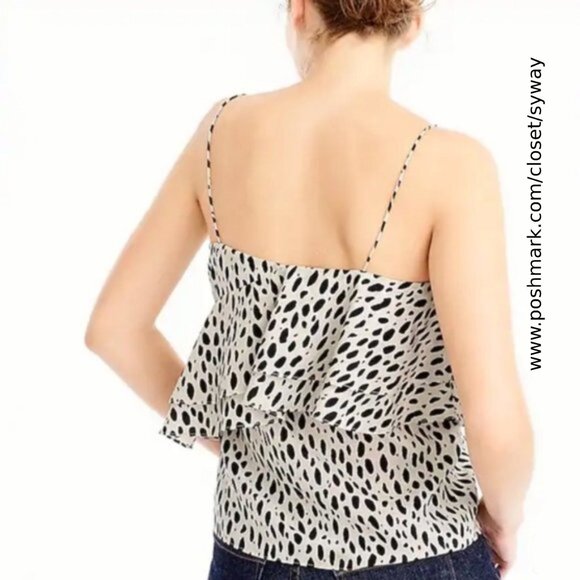 J Crew 100% Silk Animal Print Ruffle Cami Top NWT - Picture 2 of 7